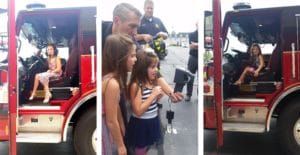 Brielle and Nora Sage with Ladue Fire Department