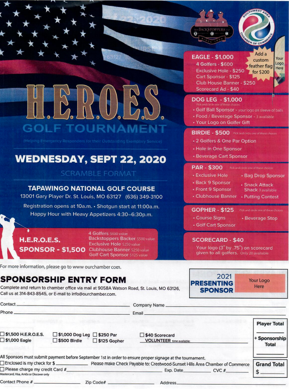 HEROES Golf Tournament The BackStoppers, Inc.