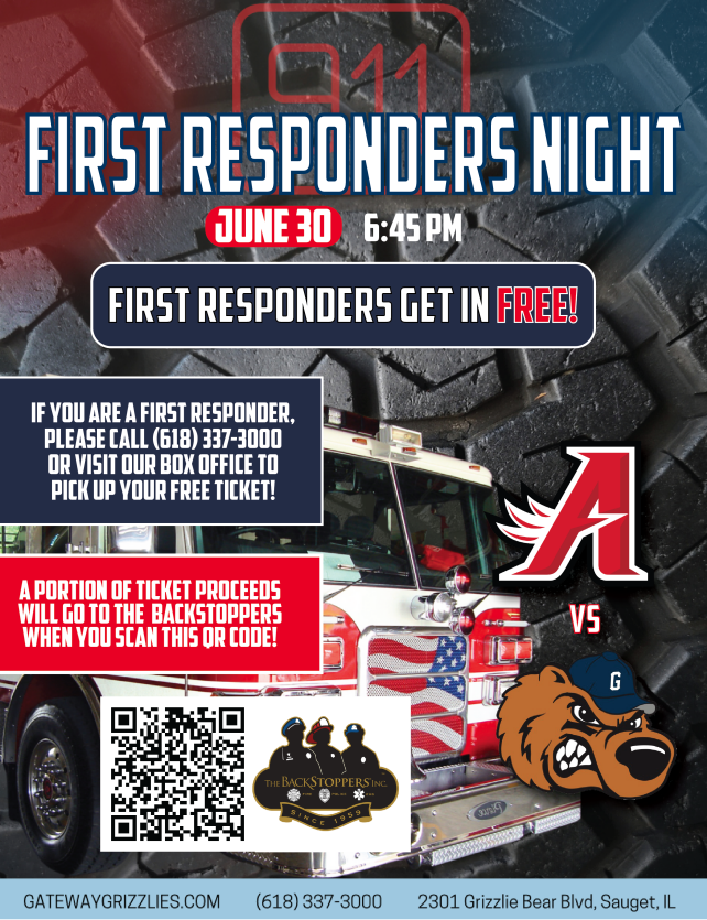 Gateway Grizzlies First Responders Night The BackStoppers, Inc.